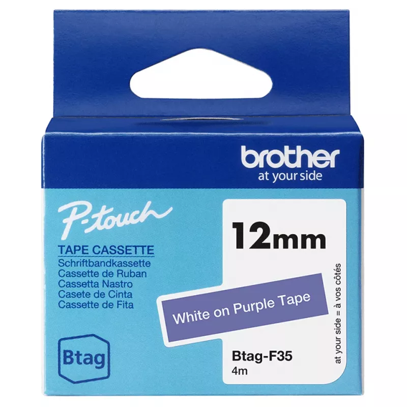 Merkintänauha Brother BTAG-F35 valkoinen violetti 1,2 cm 4 m