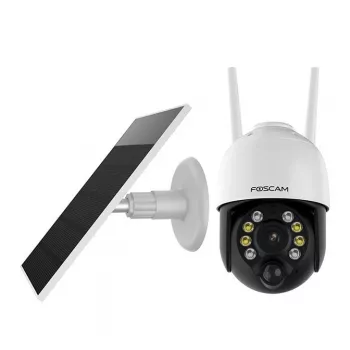 IP-valvontakamera Foscam B4 kupoli 4 MP (2560×1440), WLAN 2,4 GHz, IP65, aurinko + akku 5000 mAh, 355° kääntö, 90° kallistus