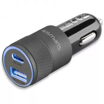 4smarts Rapid+ - autolaturi - 27 W - 3 A - QC 3.0, PD - 2 lähtöporttia (USB, 24-pin USB-C)