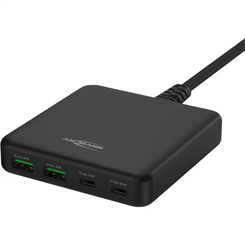 USB-laturi Desktop Charger DC465PD (musta, 65 wattia, PD, Quick Charge 3.0)