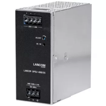 Virtalähde Lancom Systems LANCOM DPSU-480/55 — 480 W, AC 100–240 V, TS35 DIN, musta/teräs