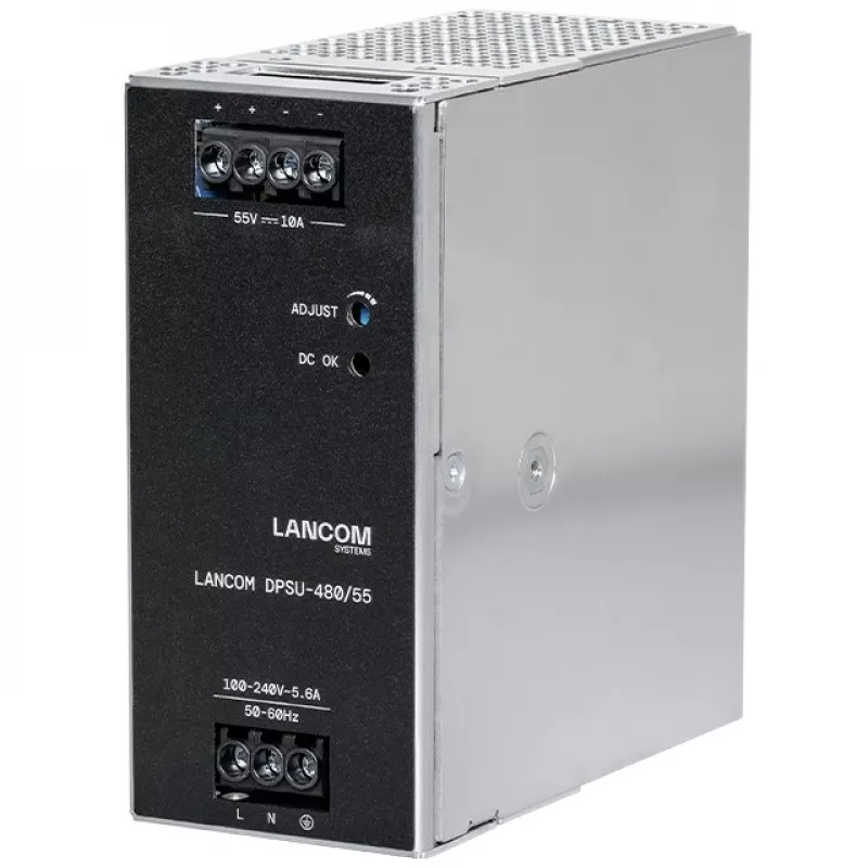 Virtalähde Lancom Systems LANCOM DPSU-480/55 — 480 W, AC 100–240 V, TS35 DIN, musta/teräs
