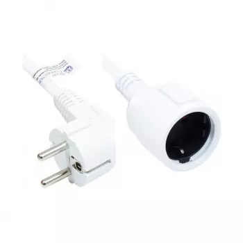 Jatkojohto suojakosketinpistoke-pistoke tyyppi E+F (CEE 7/7, kulma) pistorasia tyyppi F (CEE 7/3, suora), valkoinen, 1,50 mm², 2 m, Good Connections® (P0102-W020)