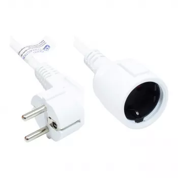 Jatkojohto suojakosketinpistoke-pistoke tyyppi E+F (CEE 7/7, kulma) pistorasia tyyppi F (CEE 7/3, suora), valkoinen, 1,50 mm², 3 m, Good Connections® (P0102-W030)