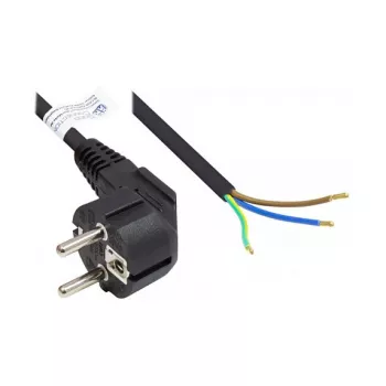 Verkkojohto suojakosketinpistoke tyyppi E+F (CEE 7/7, kulma) kuorittuihin päihin, musta, 1,00 mm², 5 m, Good Connections® (P0185-S050)