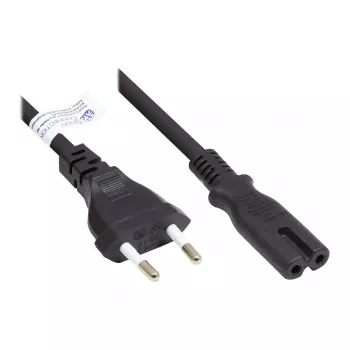 Euro-verkkojohto Euro-pistoke tyyppi C (suora) C7/Euro 8 -liittimeen (suora), musta, 0,75 mm², 5 m, Good Connections® (P0370-S050)
