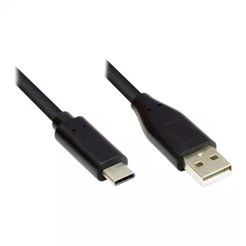 Liitäntäkaapeli USB 2.0, USB-C™-pistoke USB 2.0 A -pistokkeeseen, CU, musta, 1m, Good Connections® (GC-M0117)