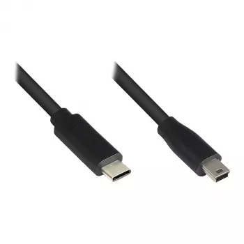 Liitäntäkaapeli USB 2.0, USB-C(TM)-pistoke Mini-B-5-pin-pistokkeeseen, musta, 3 m, Good Connections (3310-CM030)