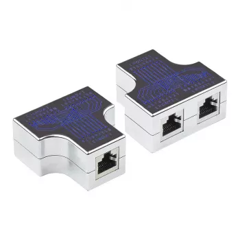 Modulaarinen T-sovitin, 1x RJ45-liitäntä 2x RJ45-liitäntään, kytkentä 1:1, Good Connections (GC-N0153)