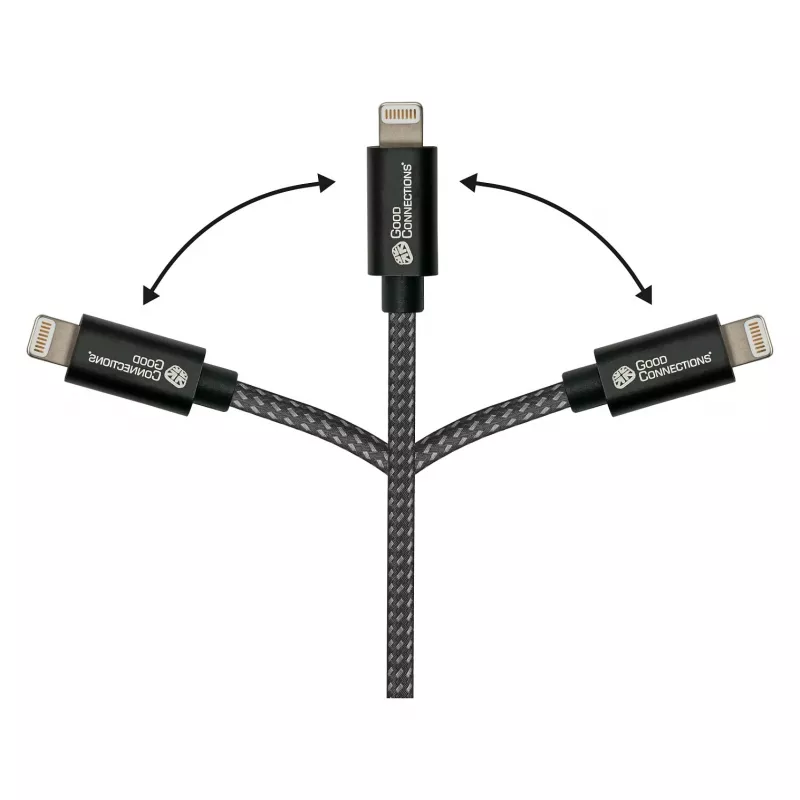 Good Connections USB 2.0 -lataus- ja datakaapeli iPhone/iPad/iPod USB-A-pistoke Lightning-liitäntään - korkealaatuisesti valmistettu ja virallisesti Applen hyväksymä