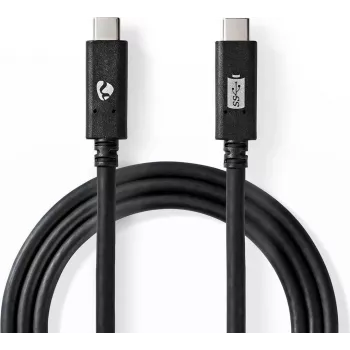 Nedis USB-kaapeli | USB 3.2 Gen 2 | USB-C™-uros | USB-C™-uros - 100 W | 4K@60Hz | 10 Gbit/s | nikkelöity | 1,00 m | pyöreä | PVC | musta | laatikko