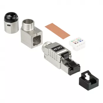 RJ45-liitin Cat. 6A, työkaluton / kenttäasennettava, STP suojattu, metalli, 5 suuntaa, Good (GC-N0165)