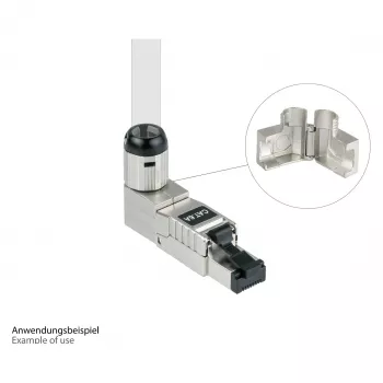 RJ45-liitin Cat. 6A, työkaluton / kenttäasennettava, STP suojattu, metalli, 5 suuntaa, Good (GC-N0165)