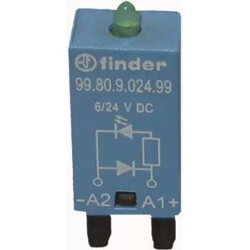 FINDER LED-merkkivalo vapaakytkentädiodilla liittimessä A1, LED vihreä 99.80.9.024.99 (9980902499)
