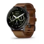 Älykello GARMIN Venu 4 45 mm (1,4 tuuman) AMOLED 454×454 px, Wi‑Fi, GPS, 8 GB, musta kotelo, ruskea nahkaranneke