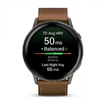 Älykello GARMIN Venu 4 45 mm (1,4 tuuman) AMOLED 454×454 px, Wi‑Fi, GPS, 8 GB, musta kotelo, ruskea nahkaranneke
