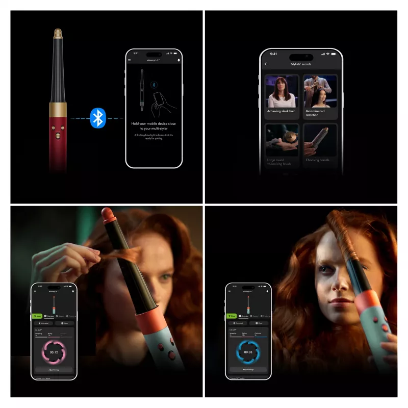 Airwrap i.d. Straight + Wavy Limited Edition, monitoimistyler punainen/kulta, Bluetooth