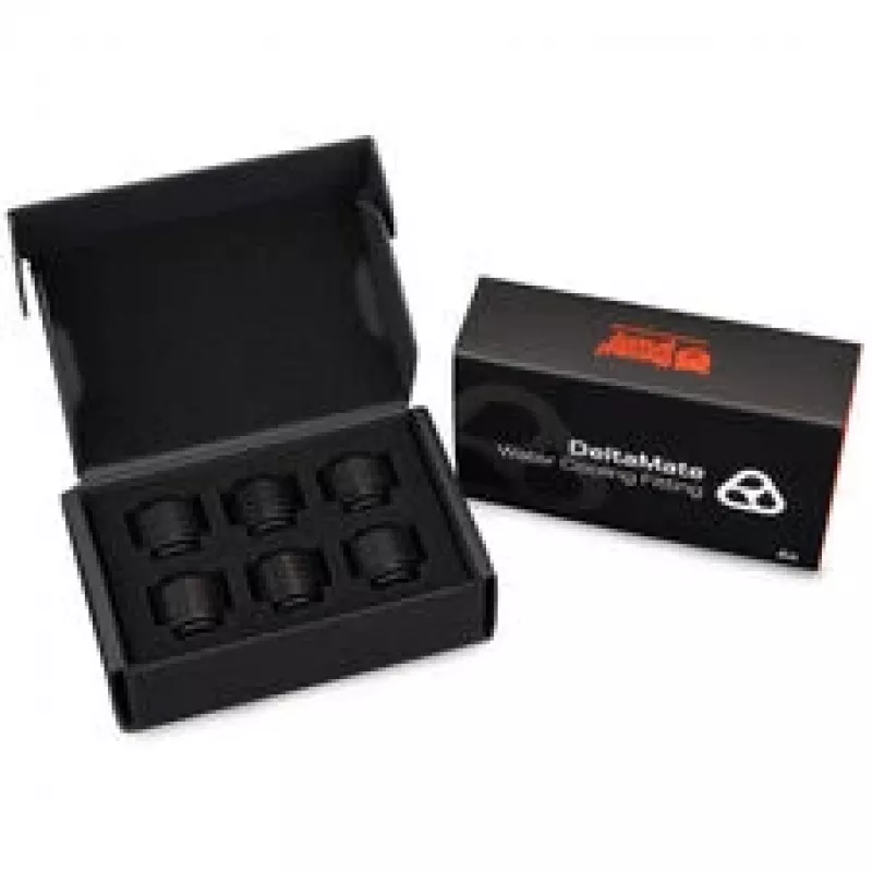 Thermal Grizzly DeltaMate Compression Fitting ST16, messinki G1/4, musta, 6 kpl:n pakkaus (TG-DM-FIT-6001)