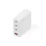 DIGITUS USB GaN -laturi 140W — 3× USB‑C, 1× USB‑A, 100–240V, valkoinen