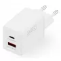 Seinäntalaturi DIGITUS USB GaN 45W — 1× USB-C, 1× USB-A, tulo 100–240V, valkoinen