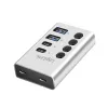 USB-keskitin USB 3.2 Gen 1, 4 porttia, USB-A/C, virtakytkin