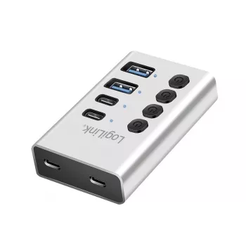 USB-keskitin USB 3.2 Gen 1, 4 porttia, USB-A/C, virtakytkin