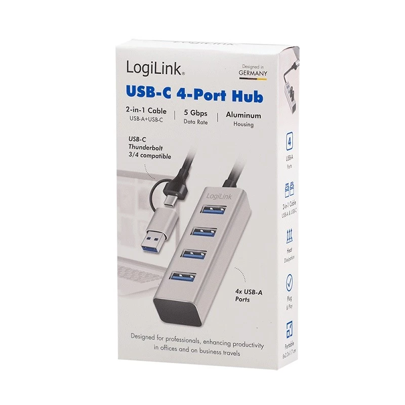 USB-keskitin USB 3.0 4-porttinen USB-A 5 Gbit/s