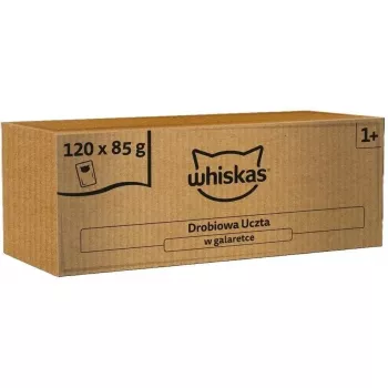 Märkäruoka kissoille pussi Whiskas Drobiowa Uczta hyytelössä 120 x 85 g (monipakkaus)