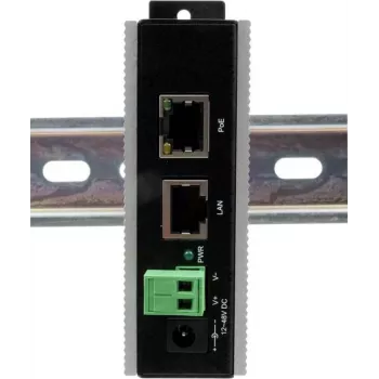 Ethernet PoE Gigabit -injektori Exsys EX-6007POE-WT — 1×Gigabit RJ45, PoE, 12–24V liitin