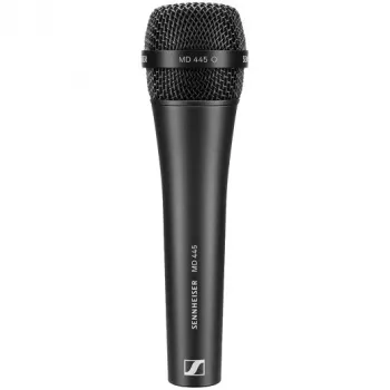 Dynaaminen superkardiomikrofoni Sennheiser MD 445 – ammattimainen laulu-/instrumenttimikrofoni, tukeva metallikotelo