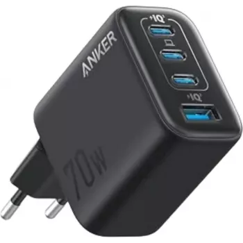 Anker Zolo laturi 70W laturi 4-porttinen 3x USB-C 1x USB-A GaN musta