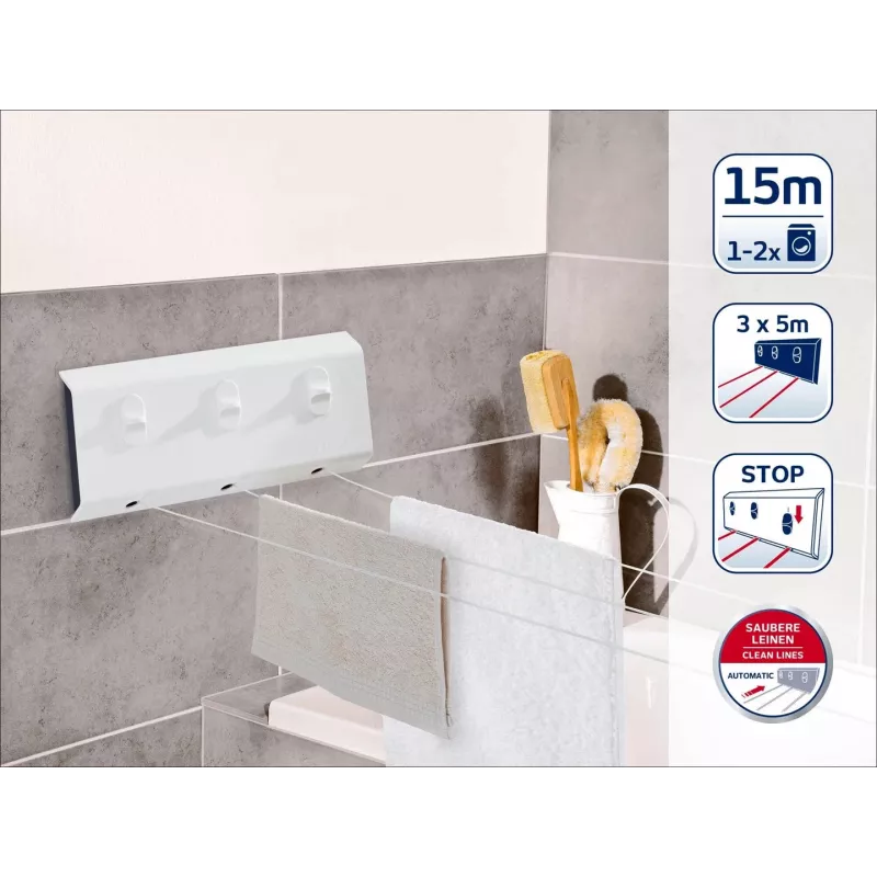 Leifheit Rollfix Triple 150 Longline seinäkuivausteline (83107)