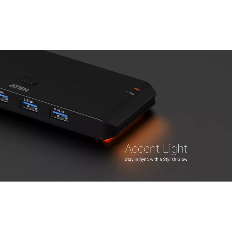 USB 3.2 Gen1 2x4 jakokytkin ATEN US5324, isäntä A + C ja 4 laiteliitäntää