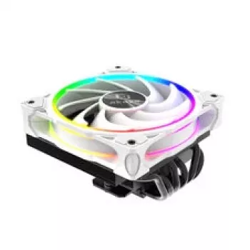 CPU-jäähdytin Akasa SOHO H6L RGB valkoinen – Low-Profile-jäähdytyssiili RGB-tuulettimella, yhteensopiva Mini-ITX-kompaktijärjestelmien kanssa