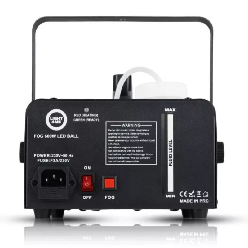 LIGHT4ME FOG 600W LED BALL - savukone, savuvalaistustehoste/diskopallo, langaton kaukosäädin
