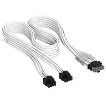 Corsair Premium-Sleeved 2x 8-Pin – 12V-2x6-kaapeli, Type-5-virtalähteelle – valkoinen
