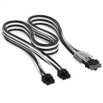 Corsair Premium-Sleeved 2x 8-Pin – 12V-2x6-kaapeli, Type-5-virtalähteelle – musta/valkoinen