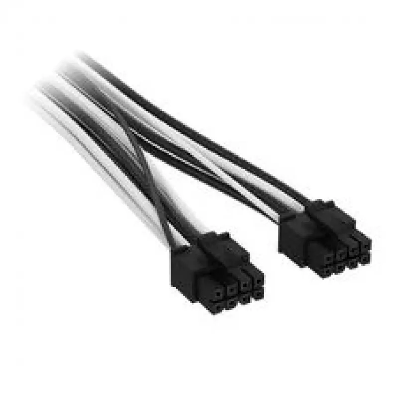 Corsair Premium-Sleeved 2x 8-Pin – 12V-2x6-kaapeli, Type-5-virtalähteelle – musta/valkoinen