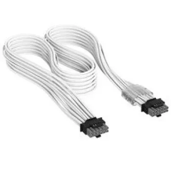 Corsair Premium-Sleeved 12V-2x6 – 12V-2x6-kaapeli, yleinen - valkoinen