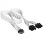 Corsair Premium-Sleeved 12V-2x6 – 2x 6+2-Pin-PCIe-kaapeli, yleinen - valkoinen