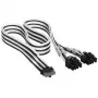Corsair Premium-Sleeved 12V-2x6 – 2x 6+2-Pin-PCIe-kaapeli, yleinen – musta/valkoinen