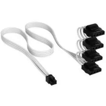 Corsair Premium-sleeved 4x 4-Pin-Molex-kaapeli, Type-5-virtalähteelle – valkoinen