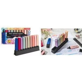 Tekstimerkki Stabilo BOSS Original NatureCOLORS 10 värin pöytäsarja, musta muoviteline, kiilakärki, 1 kpl
