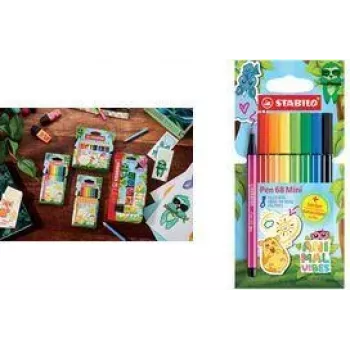 Huopakynä Stabilo Pen 68 Mini Animal Vibes 8-osainen, viivanleveys 1,0 mm, vesipohjainen hajuton muste