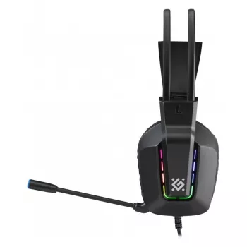 Johdollinen USB-pelikuulokkeet DEFENDER GOTHIC RGB mikrofonilla, musta