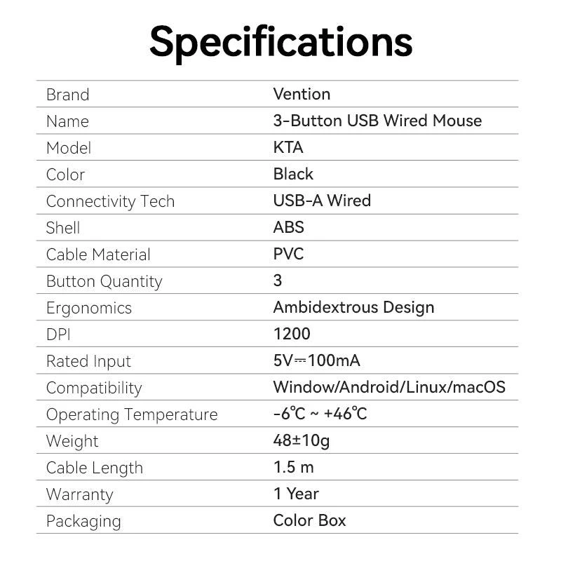 Hiiri USB optinen musta/KTABG Vention