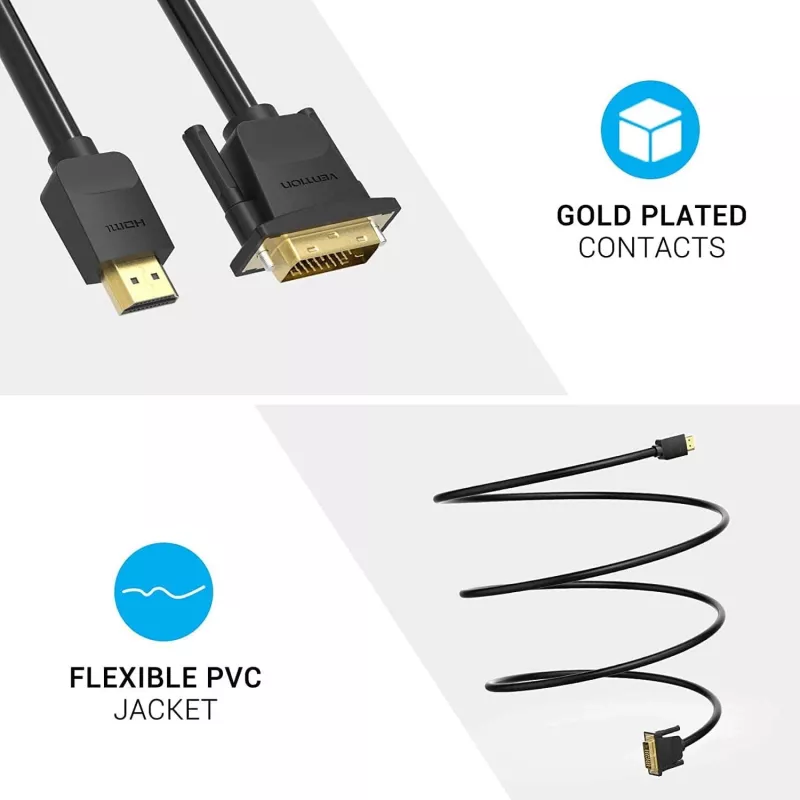 Kaapeli HDMI-DVI 5M/SCHWARZ Abfbj Vention
