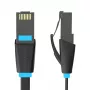 Litteä verkkokaapeli UTP CAT6 Vention IBJBF RJ45 Ethernet 1000 Mbit/s 1 m musta