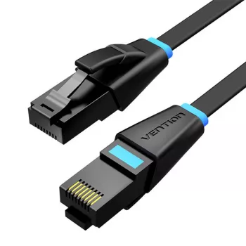 Litteä verkkokaapeli UTP CAT6 Vention IBJBI RJ45 Ethernet 1000 Mbit/s 3 m musta