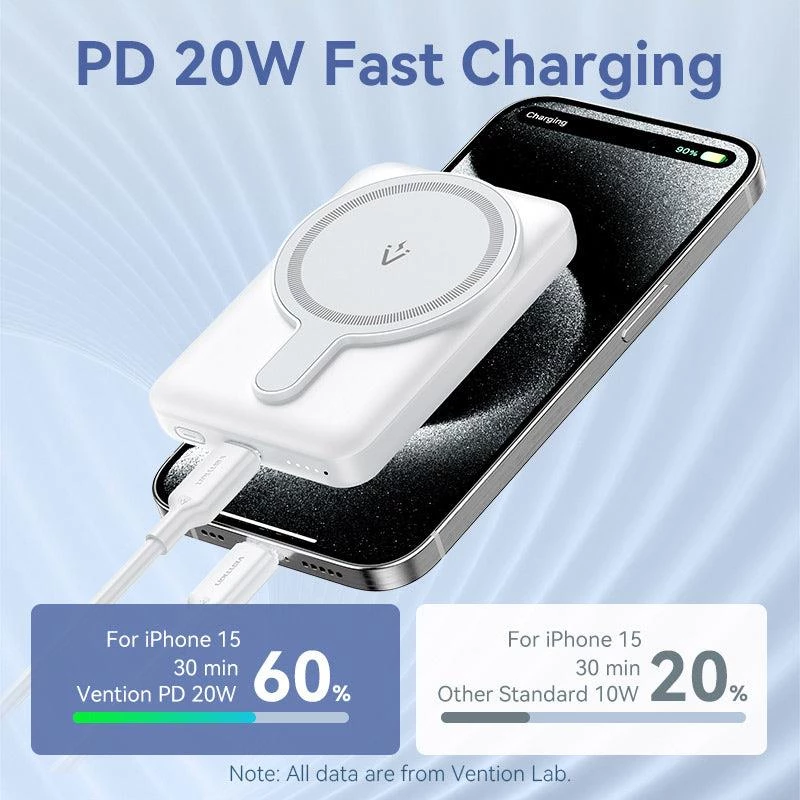 Varavirtalähde langaton 5000MAH 20W/MAGNEETTINEN musta FHSB0 Vention